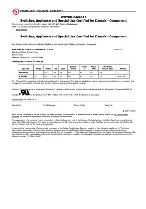 開關加拿大CUL認證
